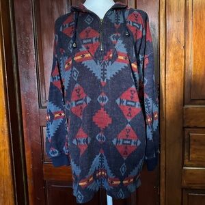 Vintage Express Aztec Southwestern Quarter Zip Sweater Size Large Unisex